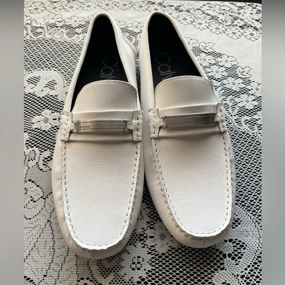Calvin Klein Elegant White Men's Loafers - Picture 1 of 6